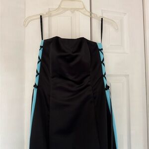 Jessica McClintock Black and Blue Strapless Dress